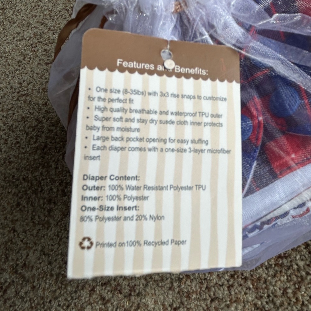 NEW Mama Koala OS Cloth Diapers - Set of 5 - Red, Blue, White - Picture 7 of 7